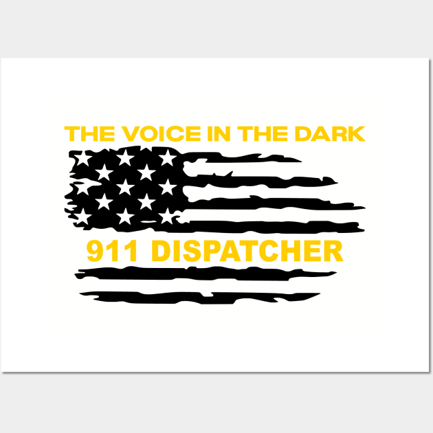 Thin Gold Line Flag for 911 Police Dispatcher and Sheriff 911 Operators Wall Art by Shirts by Jamie